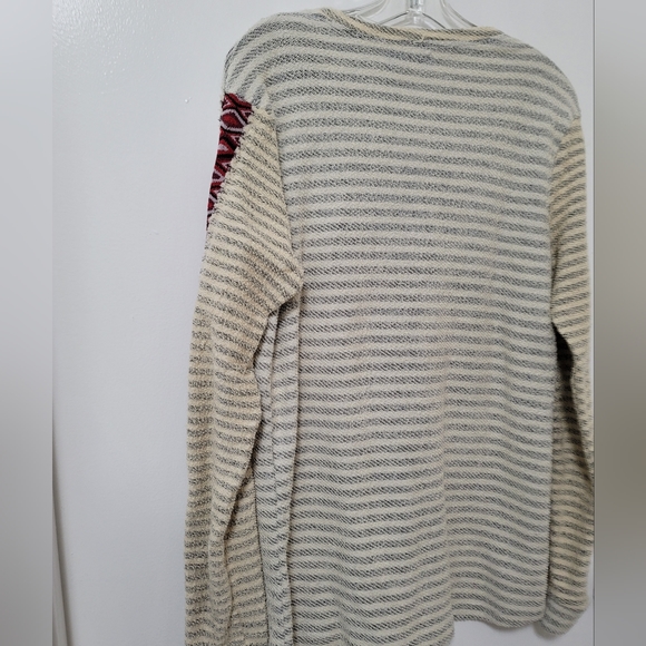 Zara Man Rare Blue Ivory Striped Long Sleeve Cotton Terry Graphic Tee Size Small - Picture 11 of 13